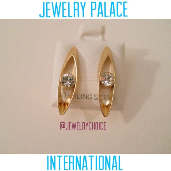 🆕14K Gold Filled Crystal Long Oval Shape Post Earrings - Picture 1 of 12